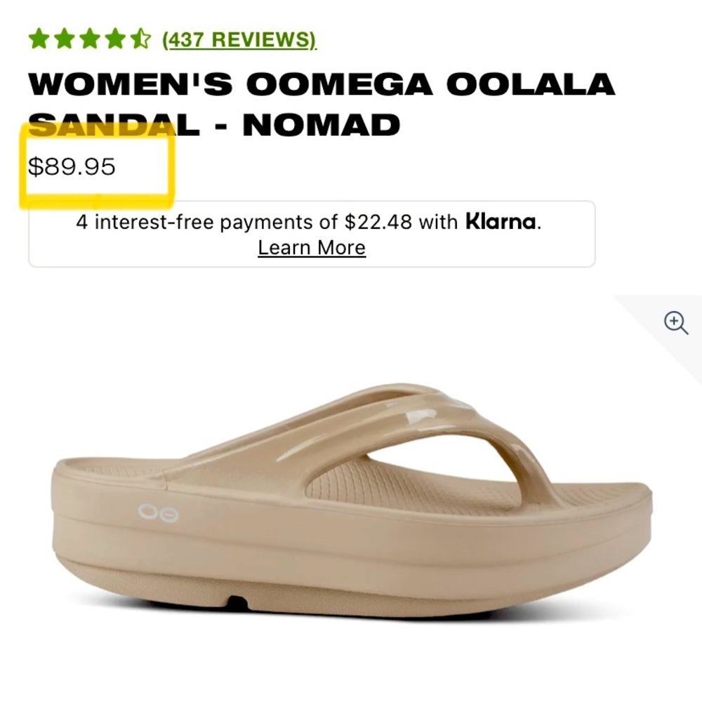 BNWT* OOFOS “OOmeg” flip flops